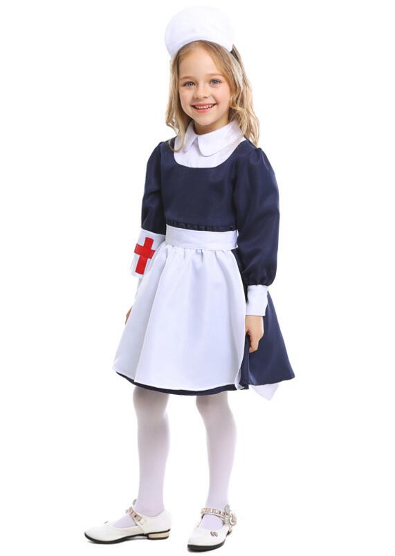 F68165 Little Girls Nurse Cosplay Costume Halloween Party Dress Up Costumes